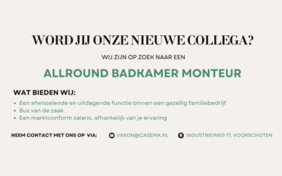 Allround badkamer monteur gezocht